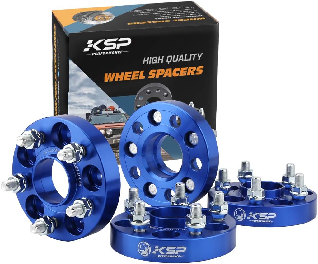 KSP PERFORMANCE 5X100 Wheel Spacers 25mm Fit for 5 Lug 1992-2019 Impreza,2000-2013 Outback,1989-2014 Legacy,1998-2017 Forester,Scion FR-S 12x1.25 Thread 56.1mm Hub Bore Hubcentric Blue Wheel Adapters