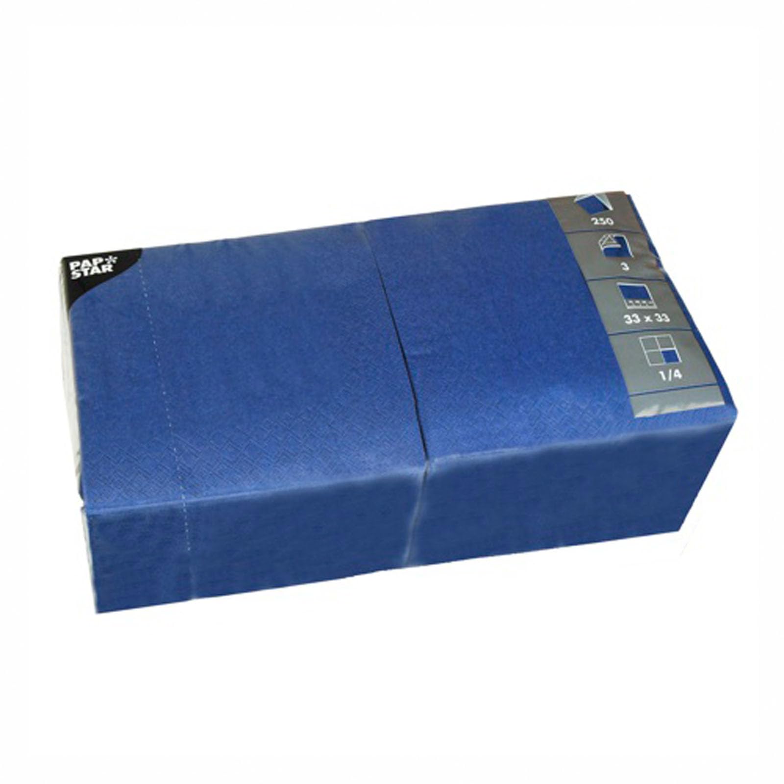 PAPSTAR 1 Karton = 4x250 Servietten, 3-lagig 1/4-Falz 33 cm x 33 cm dunkelblau 12487
