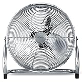 SOGO Ventilador Industrial Power Fan: Silencioso, Potente, de Suelo o Sobremesa, con Aspas de Metal, Acabado Cromado, Inclinable, 3 Velocidades (Ø 40 cm - 90W)
