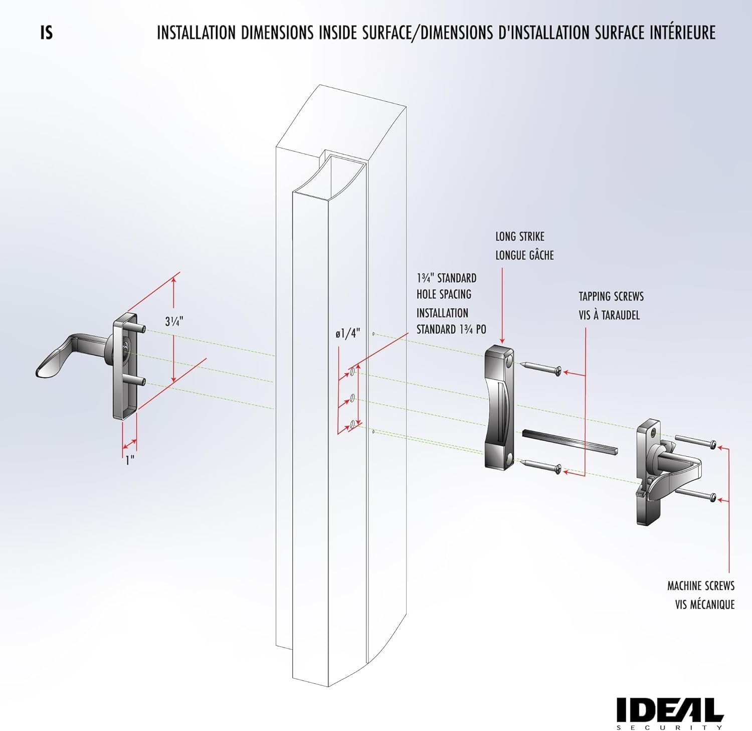 Ideal Security in-Swinging Storm Door Handle Set – for Inward-Opening Storm & Screen Doors ONLY – Surface Mount, Locking Inside Latch, Black
