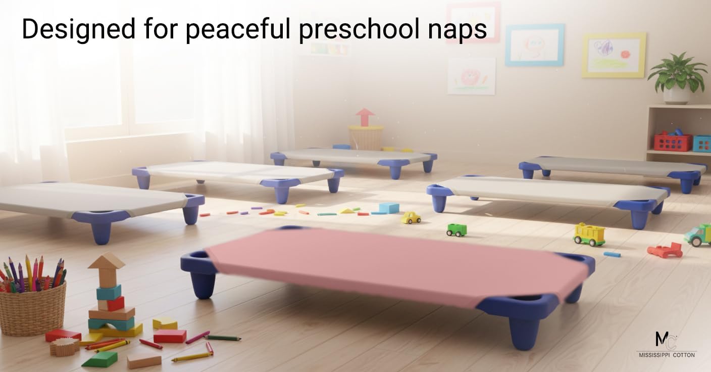 Pack of 12 Daycare Cot Sheets Polyblend Fabric with Corner Elastic Sheet Size 22 x 40 Inches Fits Cot Size up to 23 x 41 Inches Toddler and Preschool Cot Bed Pink​