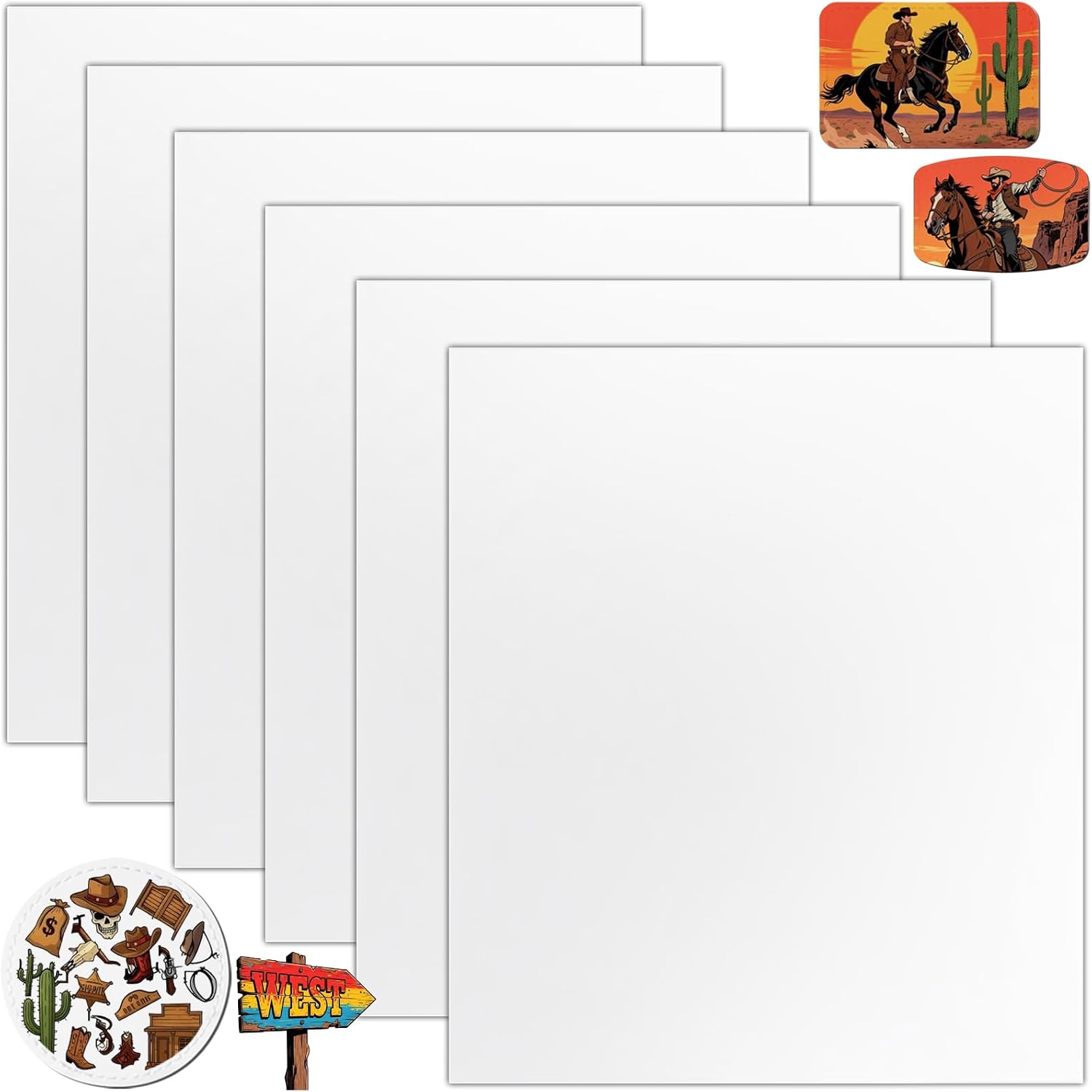 Full Sublimation Patches with no Border - 6 Large Sheets 12.6”X10.6“ Iron on Blanks White Waterproof Smooth Glossy Material - Cut at Will Custom Any Shapes for DIY Hat Cap Clothes Business