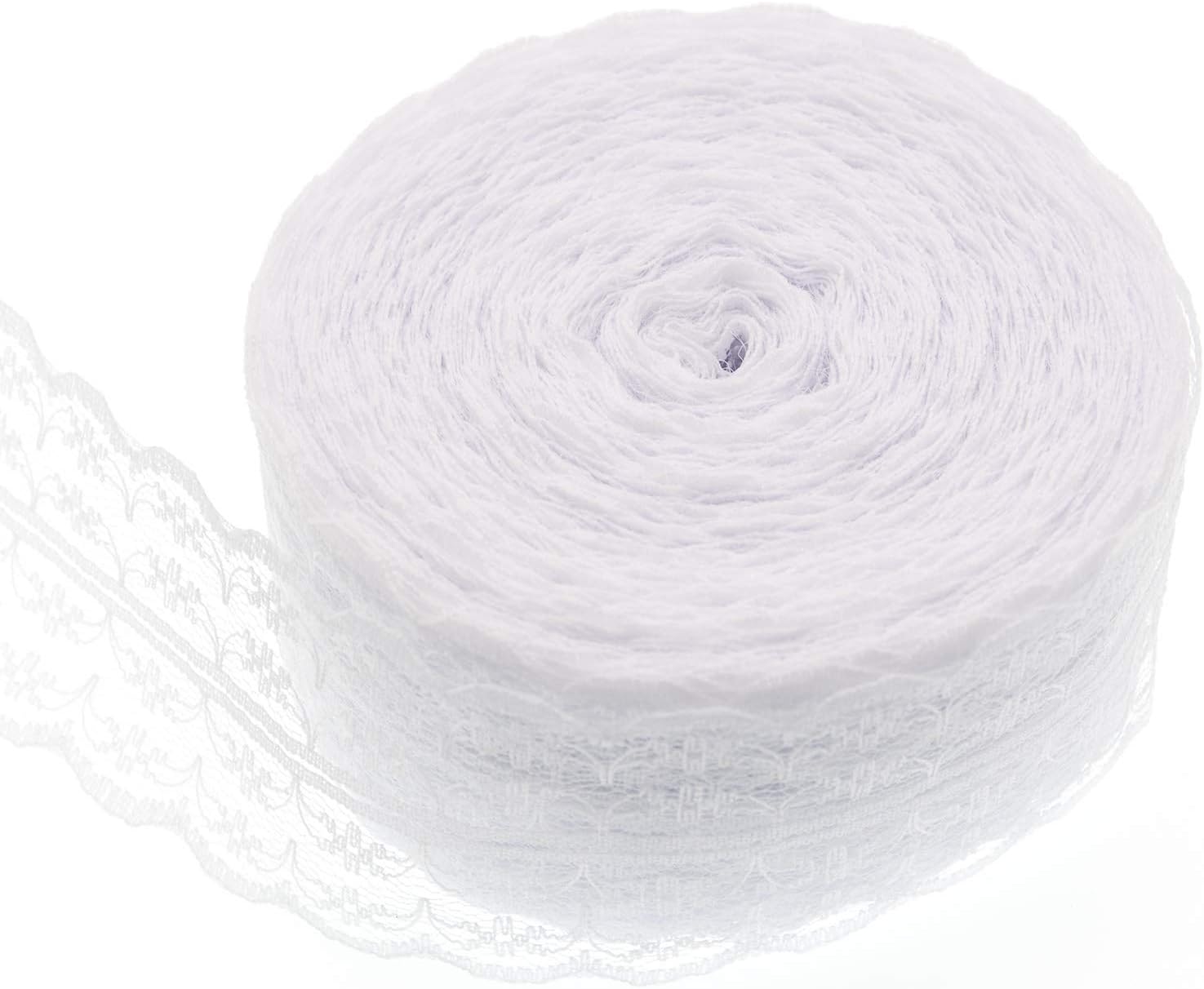 ATRBB 25 Yards White Lace Trim Roll Patterns Lace Ribbon for Sewing Making,Gift Wrapping and Bridal Wedding Decorations (Style 6)