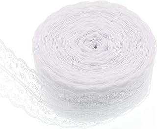 ATRBB 25 Yards White Lace Trim Roll Patterns Lace Ribbon for Sewing Making,Gift Wrapping and Bridal Wedding Decorations (S...