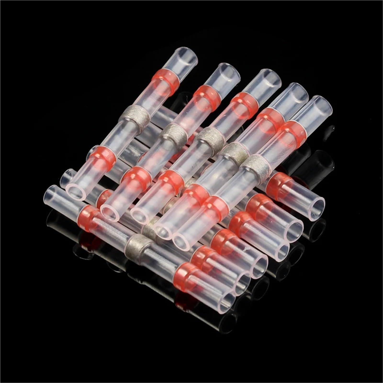 100/500/1000 Uds. Terminales de Empalme de Manga de Sellado de Soldadura a Prueba de Agua Conectores a Tope de Cable eléctrico termorretráctil de Cobre AWG22-18 Rojo(800PCS)
