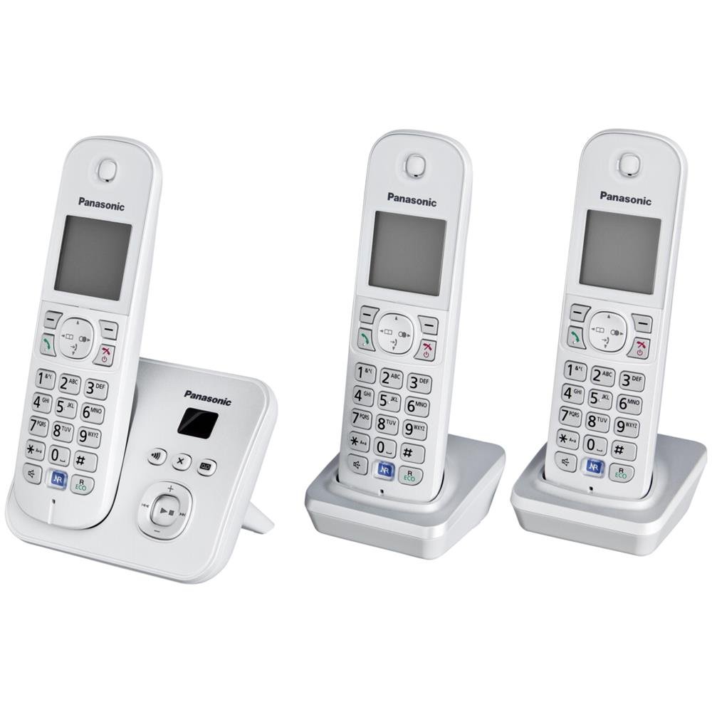 Panasonic KX-​TG6823GS - Teléfono DECT inalámbrico (pantalla de 1,​8", contestador automático), color plateado [Importado de Alemania] [versión importada]