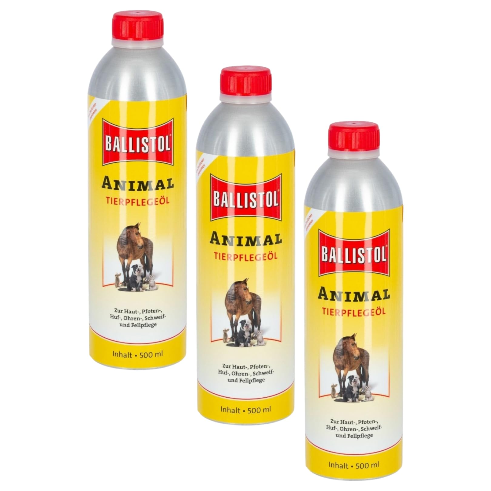 RL24 Ballistol - Tierpflegeöl Animal | Tieröl mit Tiefenwirkung | sanfte Pflege für Pferde, Hunde & Co. | ideale Schweif-, Fell- & Hufpflege | für Heim-, Hof- & Haustiere | 3 x 500 ml (3er Set)