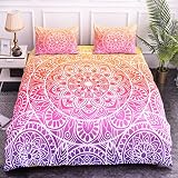 Funda Nordica Cama 135 Naranja - Morado - Blanco Colchas Cama 135 Microfibra Suave y Cómoda Fundas Nordicas 135 con Cremallera Edredones Cama 135 Incluir 2 Funda Almohada (50x75cm)