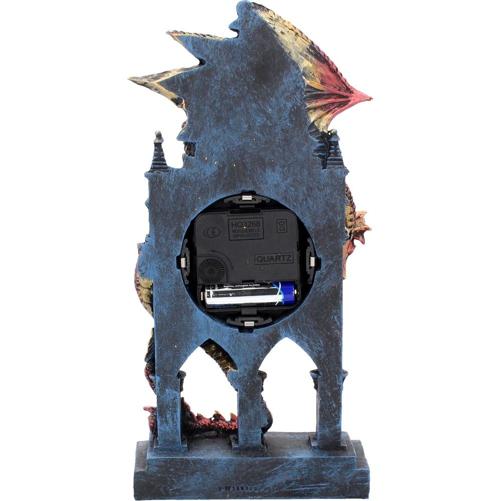 Nemesis Now Dracus Horologium Drachen-Wanduhr – 27,5 Cm Mechanische Uhr Aus Polyresin, Silberfarben Handbemalt