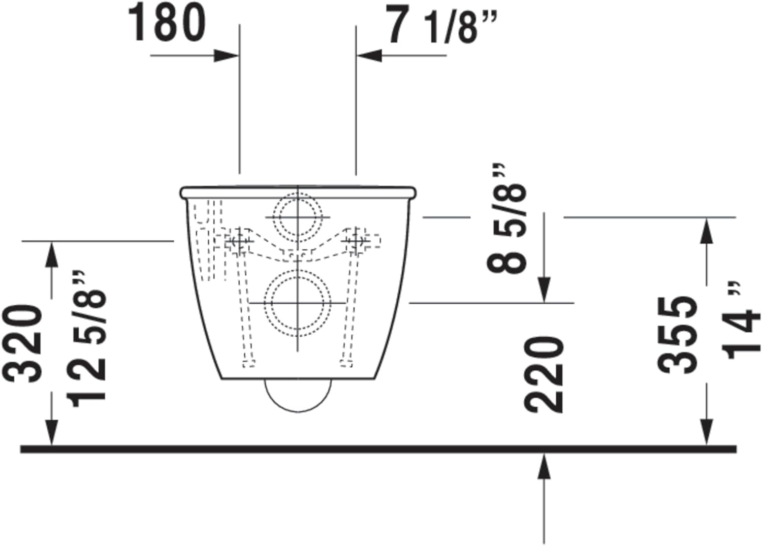 Toilet wall mounted Darling New 62 cm white washdown US-version
