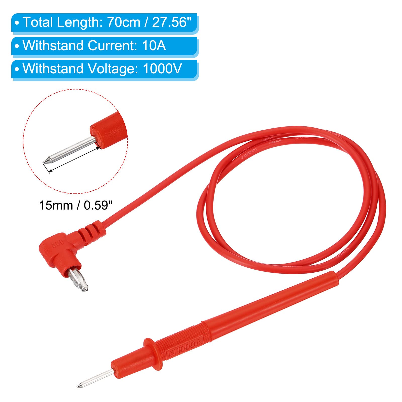 PATIKIL Multimeter Test Leads Set, 2 Set Banana Plug 1000V 10A Test Cable with Probes for Electrical Circuit Test Measurement Black Red - Image 2