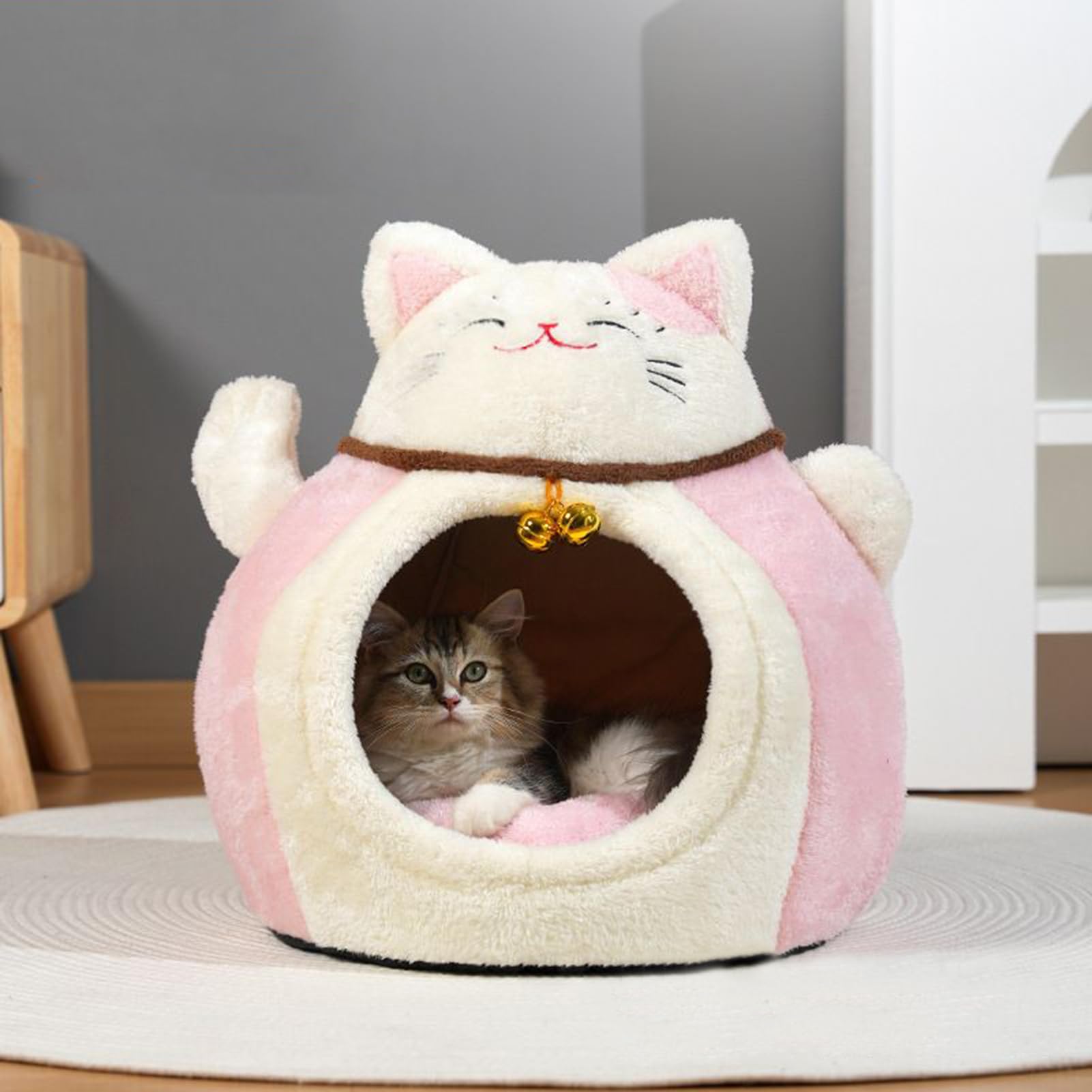 Cuccia Riscaldata per Gatti Calda Morbida Semi-Chiusa Adatta A Cuccioli E