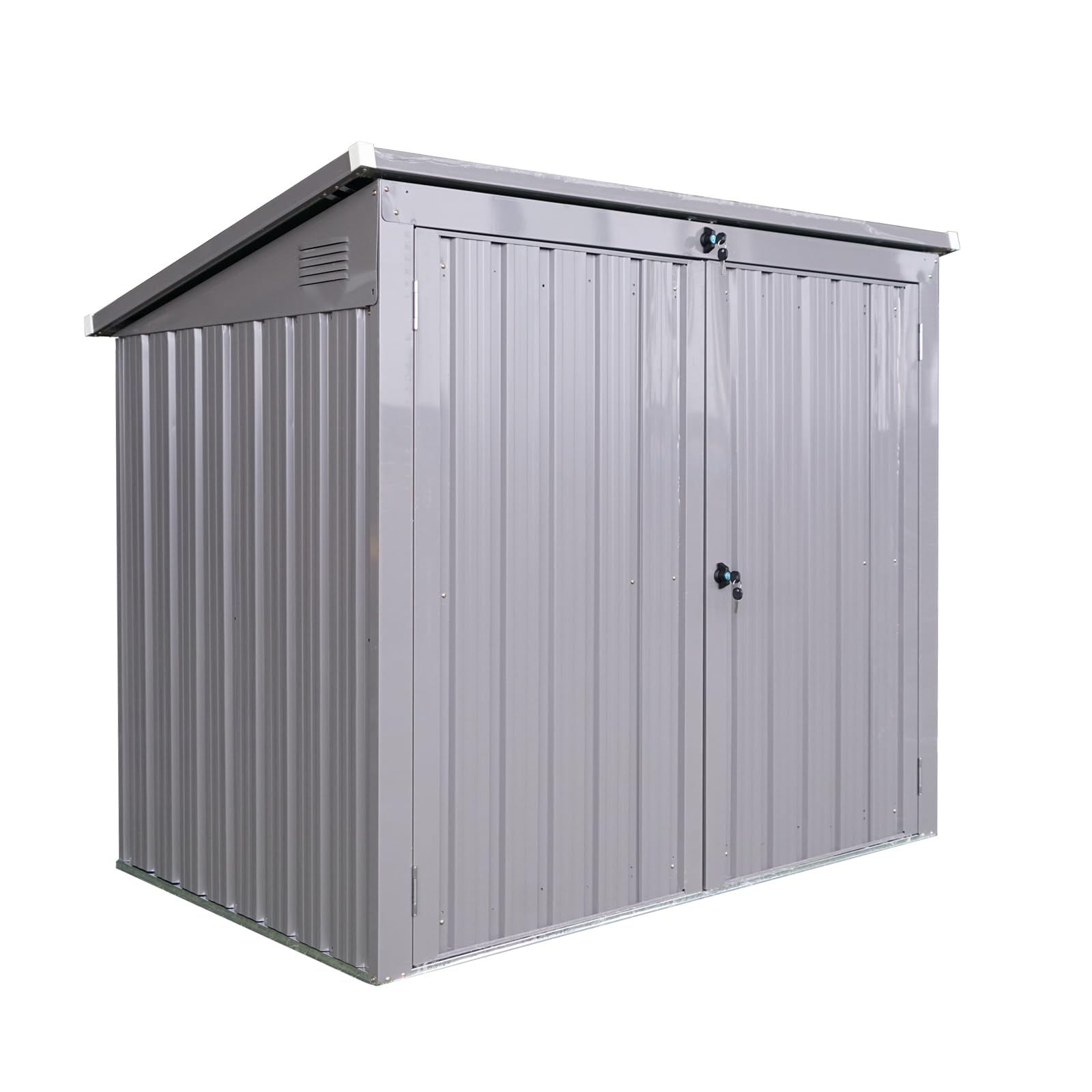 Outdoor Storage Shed Waterproof Metal Garden Tool Bike Sheds Kit, Lean-to Shed Backyard Storage Building Cabinet for House, Lawn and Patio,Gray