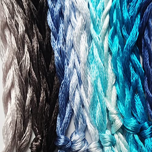 Levylisa 12 Skeins Mulberry Silk Floss Embroidery Thread Floss-Cross Stitch Threads China Silk Woven Jewelry Threads Diy Sewing Kits (Blue Gradient) #TOP2