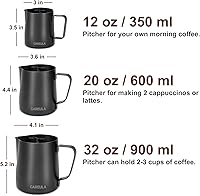 Vista 3 de Jarra espumadora de leche, jarra de acero inoxidable de 20 onzas, jarra de vapor para cafetería, cafetera de capuchino, accesorios para máquina