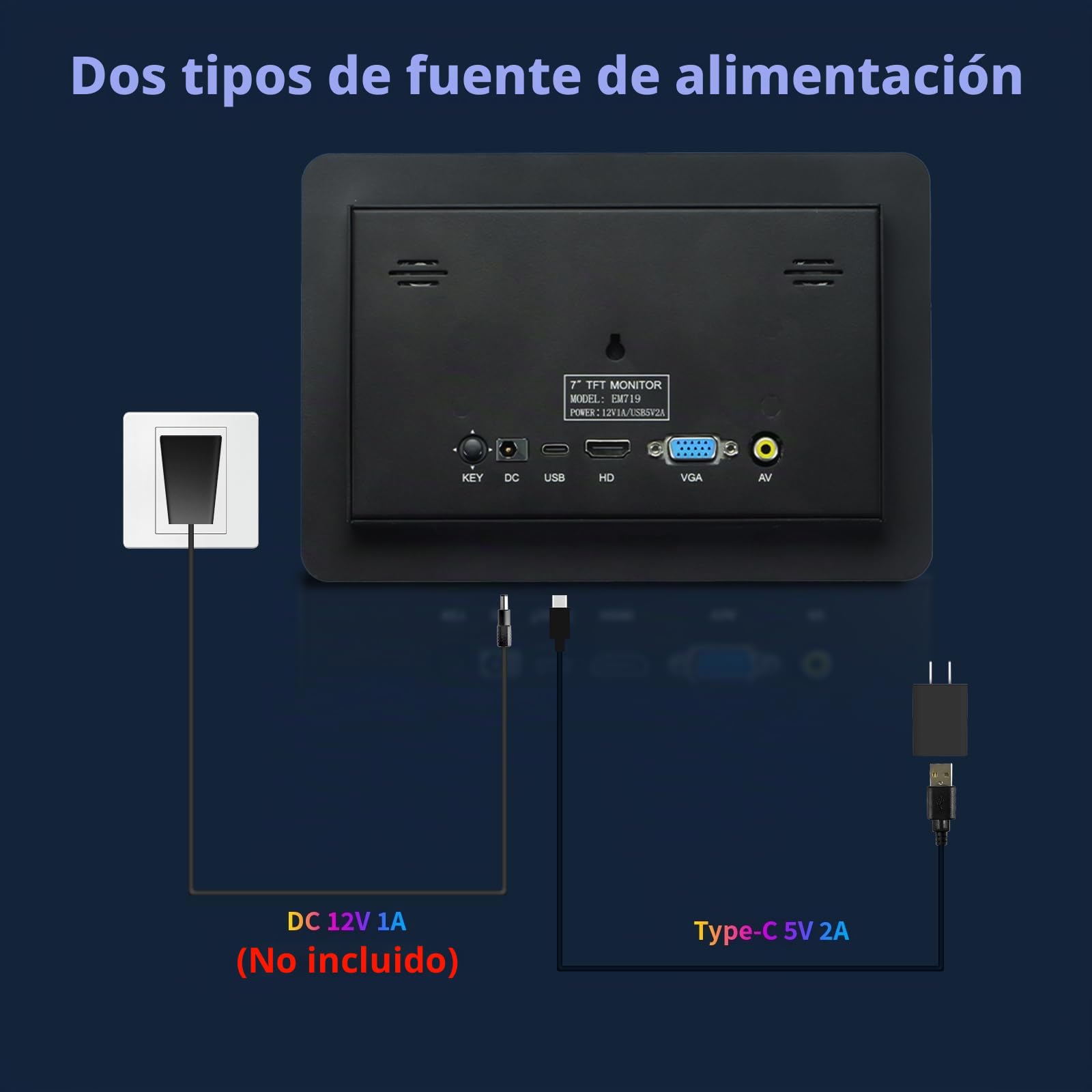 Pantalla Táctil de 7 Pulgadas, Mini Monitor IPS HD de 1024 × 600 con Altavoces Integrados/Entrada HDMI/VGA/AV para Raspberry Pi, PC, TV, CNC, CCTV