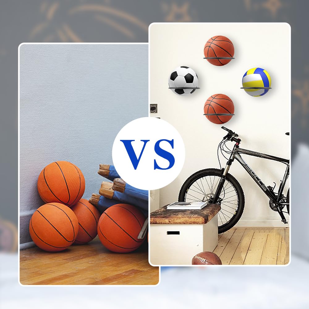 Supporto Da Parete Per Palloni - 4 Pezzi In Metallo Per Basket, Calcio, Volley - Foto 8