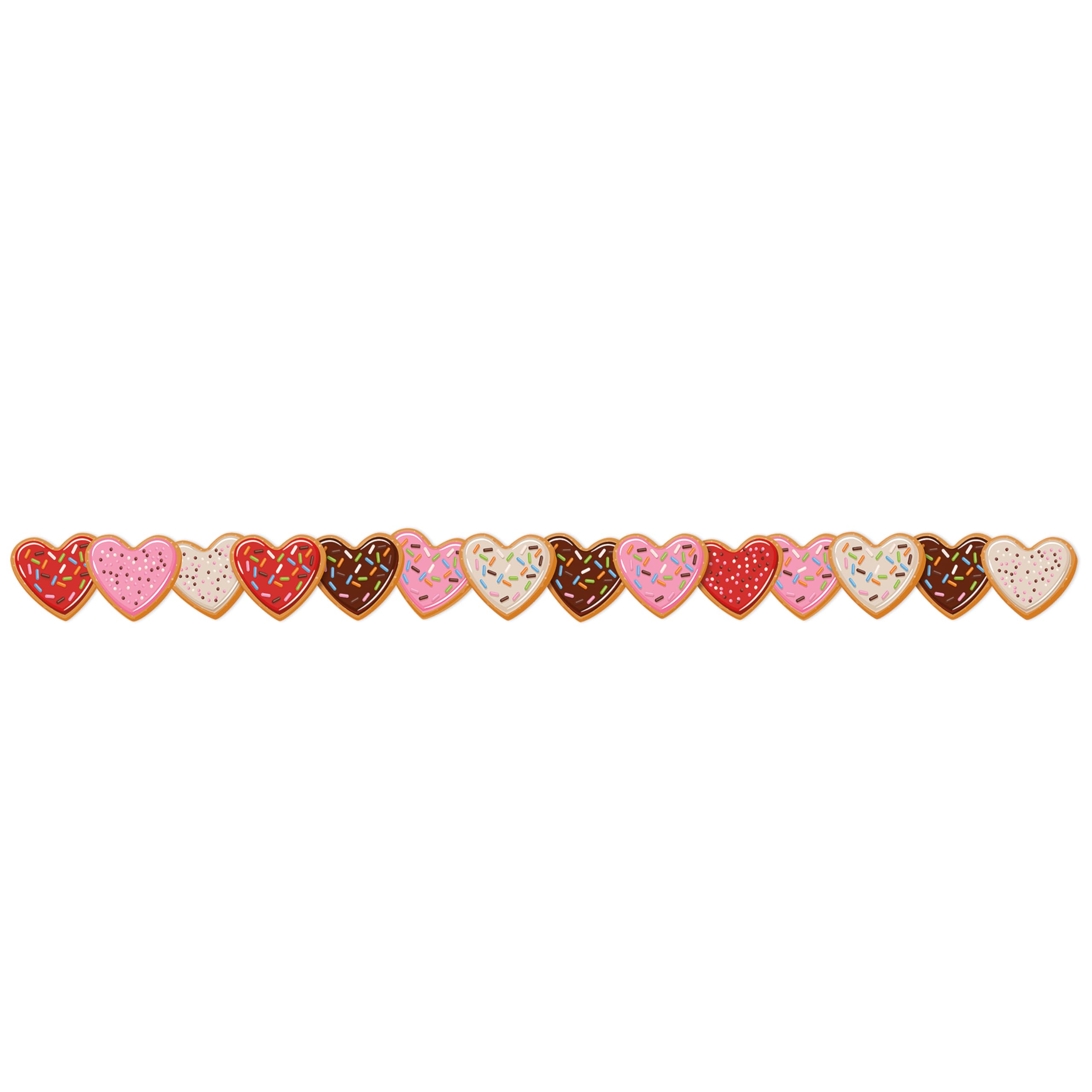 Eureka Valentine's Day Cookies Extra Wide Decorative Classroom and Bulletin Board Trim for Teachers, 3.25" Wide, 12 Strips for 37 Total Feet