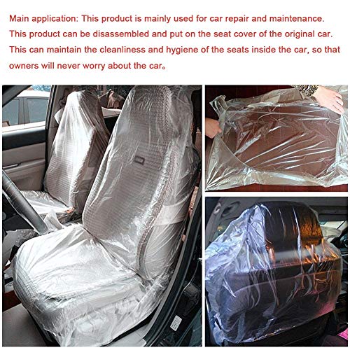 Car Seat Covers, 100pcs Disposable Clear Plastic Seat Covers Protector Mechanic Valet Keep Your Seat - //coolthings.us