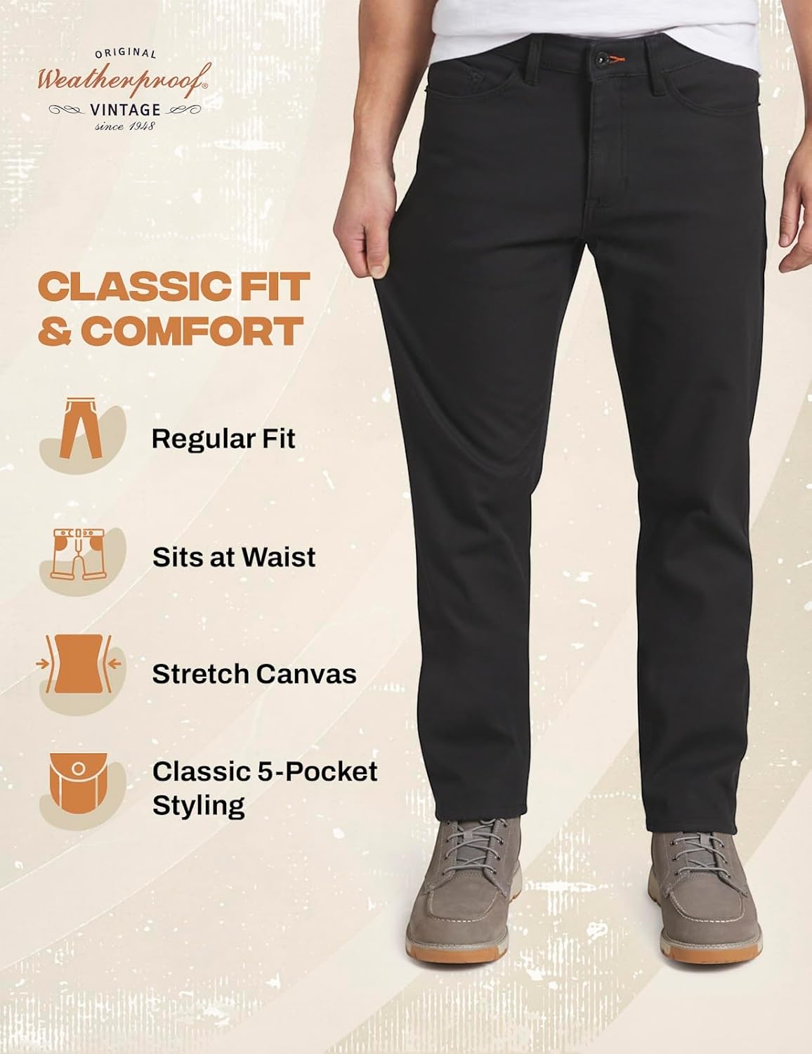 Weatherproof Vintage Fleece Lined Pants Men's - Regular Fit | Soft & Warm, Cold Weather Insulated Canvas Winter Pants for Men - Image 5