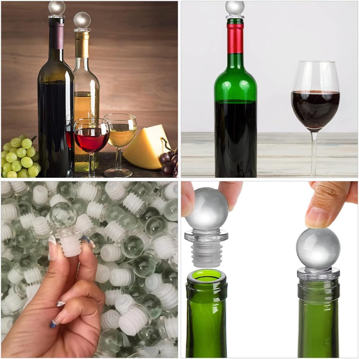 24pcs Glass Ball Wine Stoppers Decorative Portable Bottle Toppers for Wine Bottles and Glass Containers
