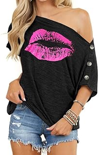 Womens Off Shoulder Tops Casual Summer Loose Button Down Short Sleeve Shirt Tunic Blouse - Buy now