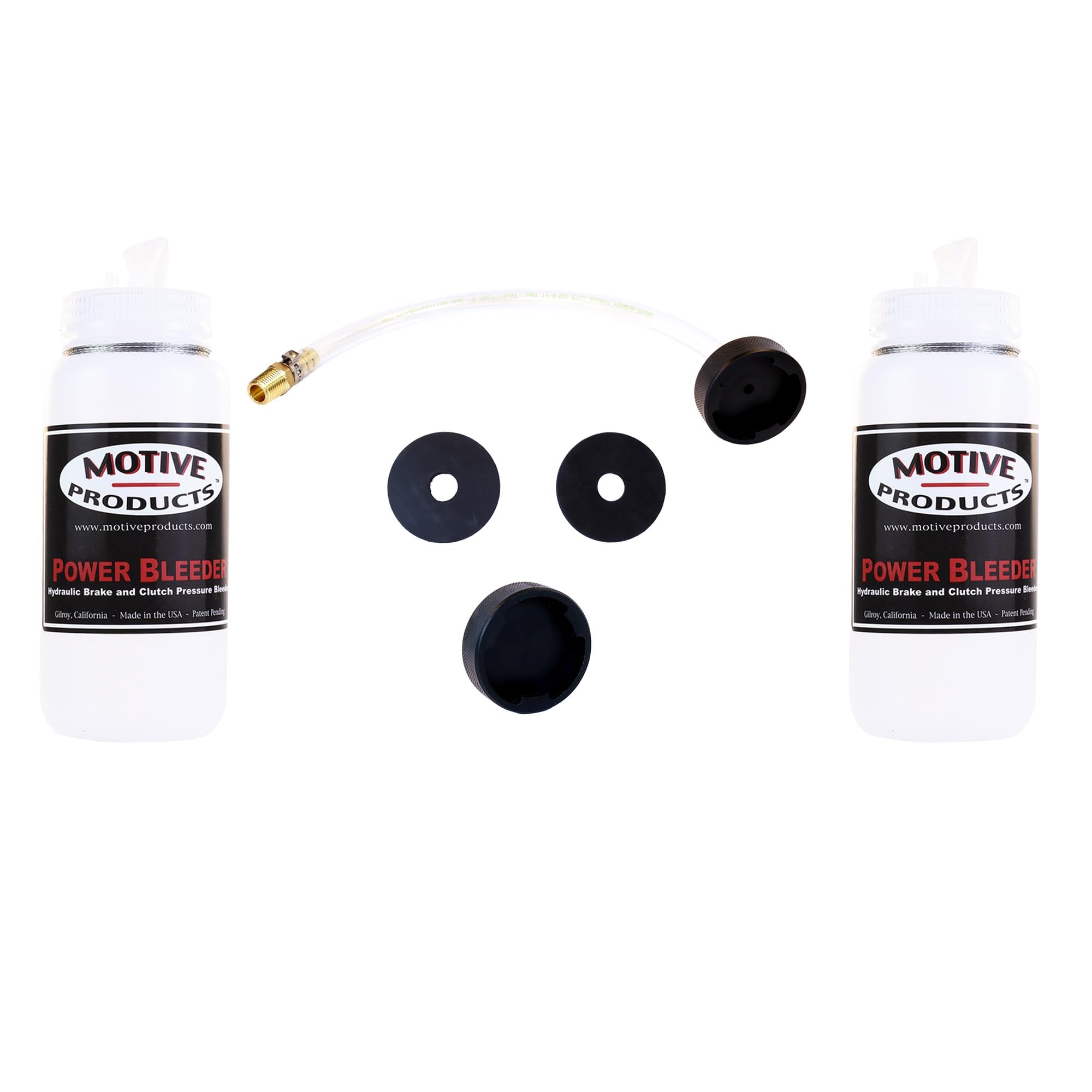 Motive Products Bundle | 1103 Chrysler, Dodge, and Mopar Compatible 3-Prong Adapter for Power Bleeder | 2 Catch Bottles 500mL Capacity Each