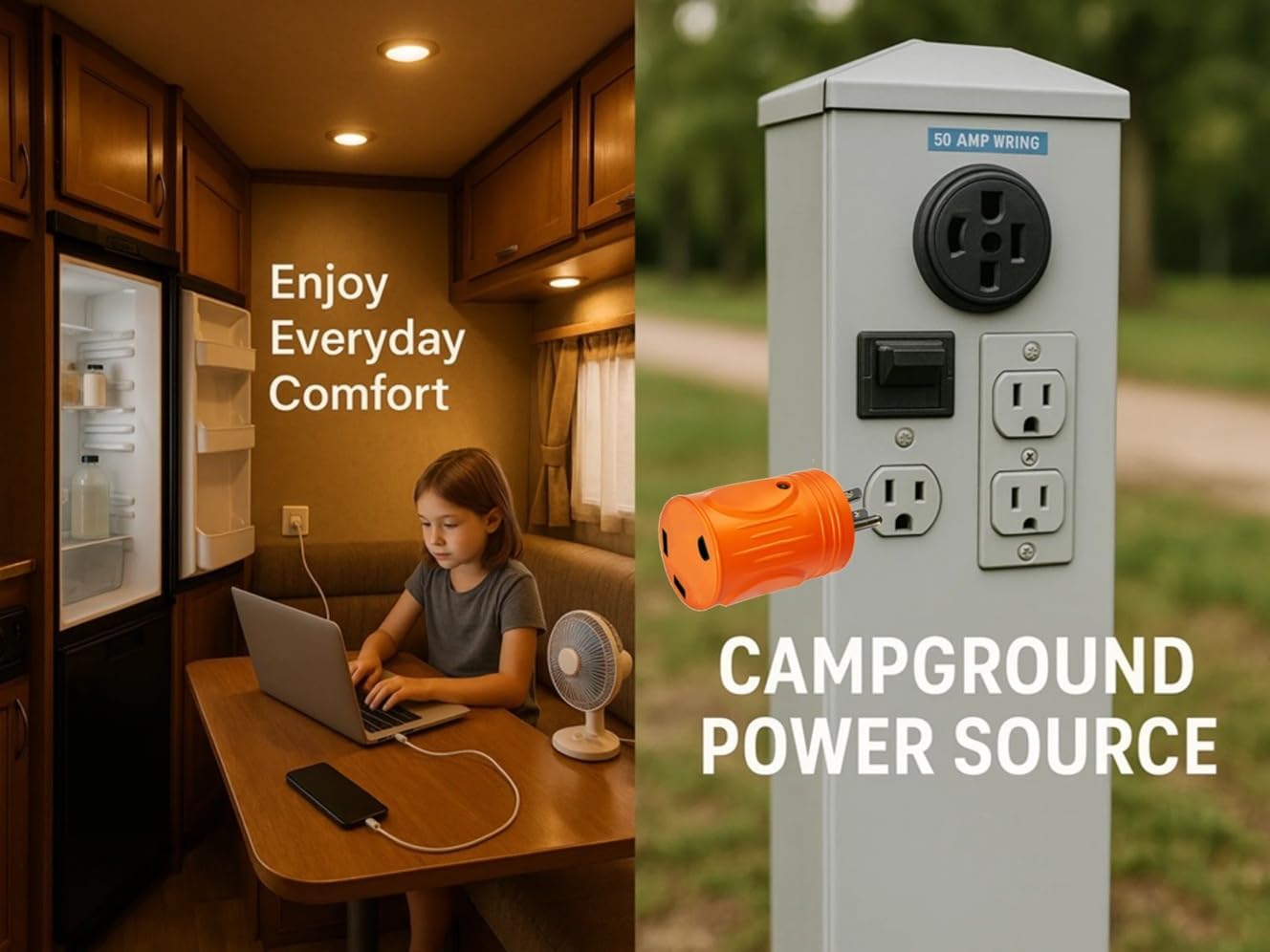 NAT 15A to 30A RV Plug Adapter, NEMA 5-15P Male to TT-30R Female, Heavy Duty Generator to Camper Power Adapter with LED Indicator,10AWGX3C Tinned Copper Wire, for Trailer, Motorhome, 125V Outdoor Use