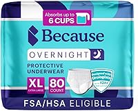 Vista 9 de Because Overnight Absorbency Pull Ups - Ropa interior desechable para incontinencia para adultos, calzoncillos nocturnos extra absorbentes