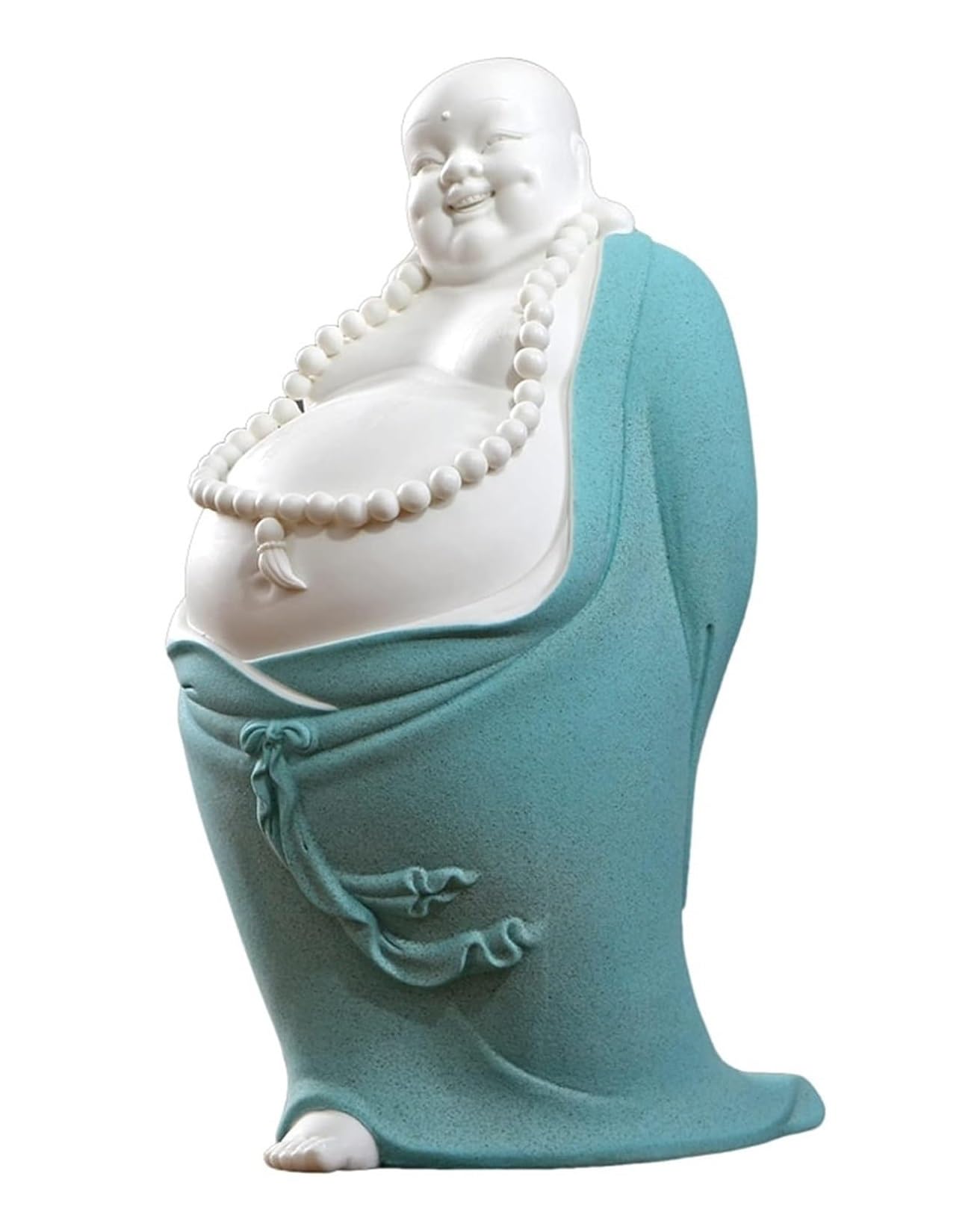 GAOJUNAN Buddha Statue,Zen Altars, Laughing Buddha Statue Chinese Big Belly Money Maitreya Sculpture Figurines For Home Garden Decoration Desk Shelf Decoration(Grün)