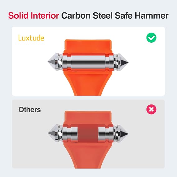 Luxtude Car Window Breaker and Seatbelt Cutter, Car Emergency Escape Tool with Glass Breaker Seat Belt Cutter, 2-in-1 Car Safety Hammer, Premium Carbon Steel Automotive Life Rescue Tools Kit, 2 Packs.