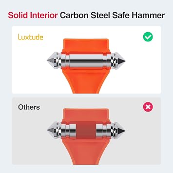 Luxtude Car Window Breaker and Seatbelt Cutter, Car Emergency Escape Tool with Glass Breaker Seat Belt Cutter, 2-in-1 Car Safety Hammer, Premium Carbon Steel Automotive Life Rescue Tools Kit, 2 Packs.