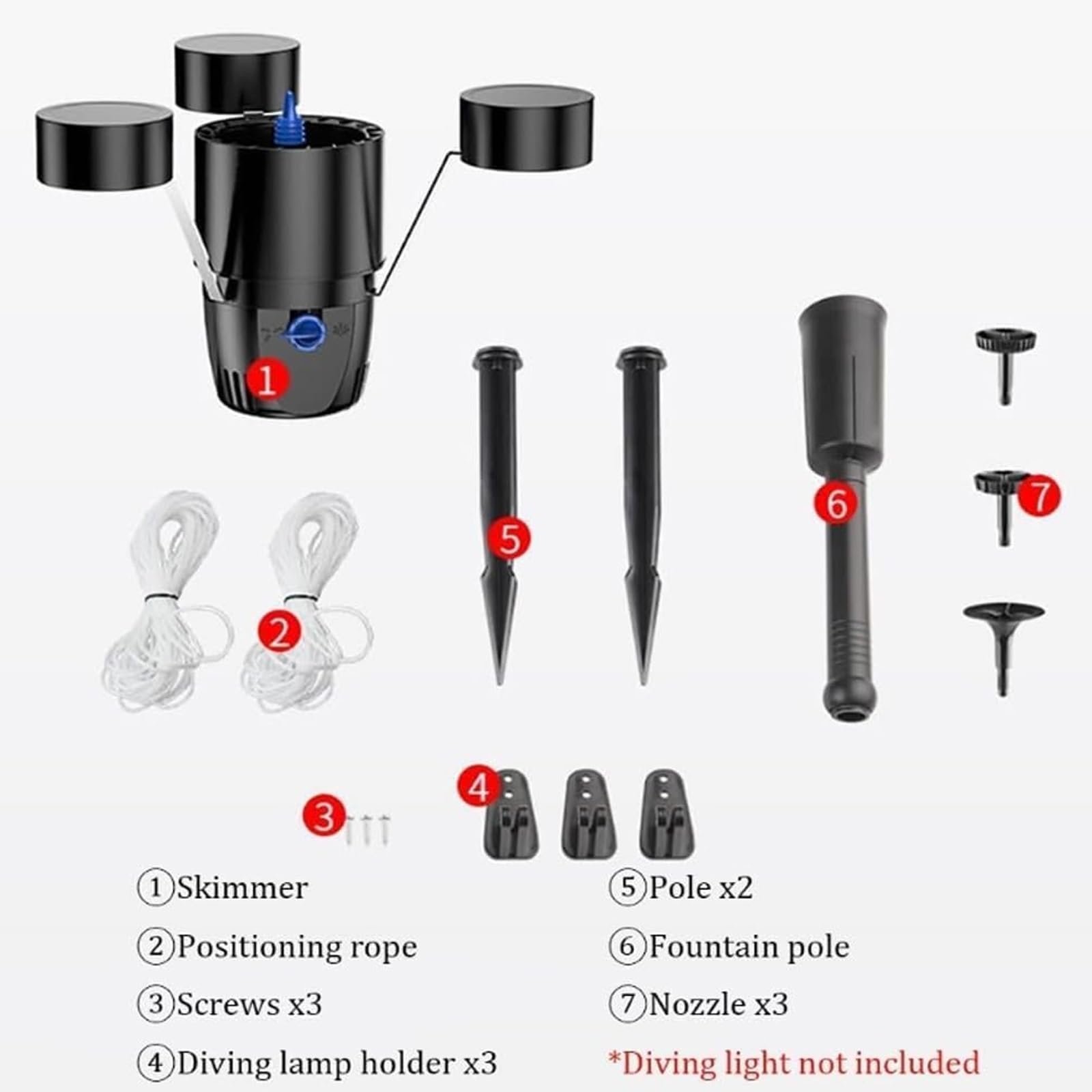 Skimmer galleggiante per laghetto, aspiratore per foglie e detriti, 3 modalità di fontana, strumento di pulizia ideale per giardino, patio, cortile, collettore di foglie di superficie