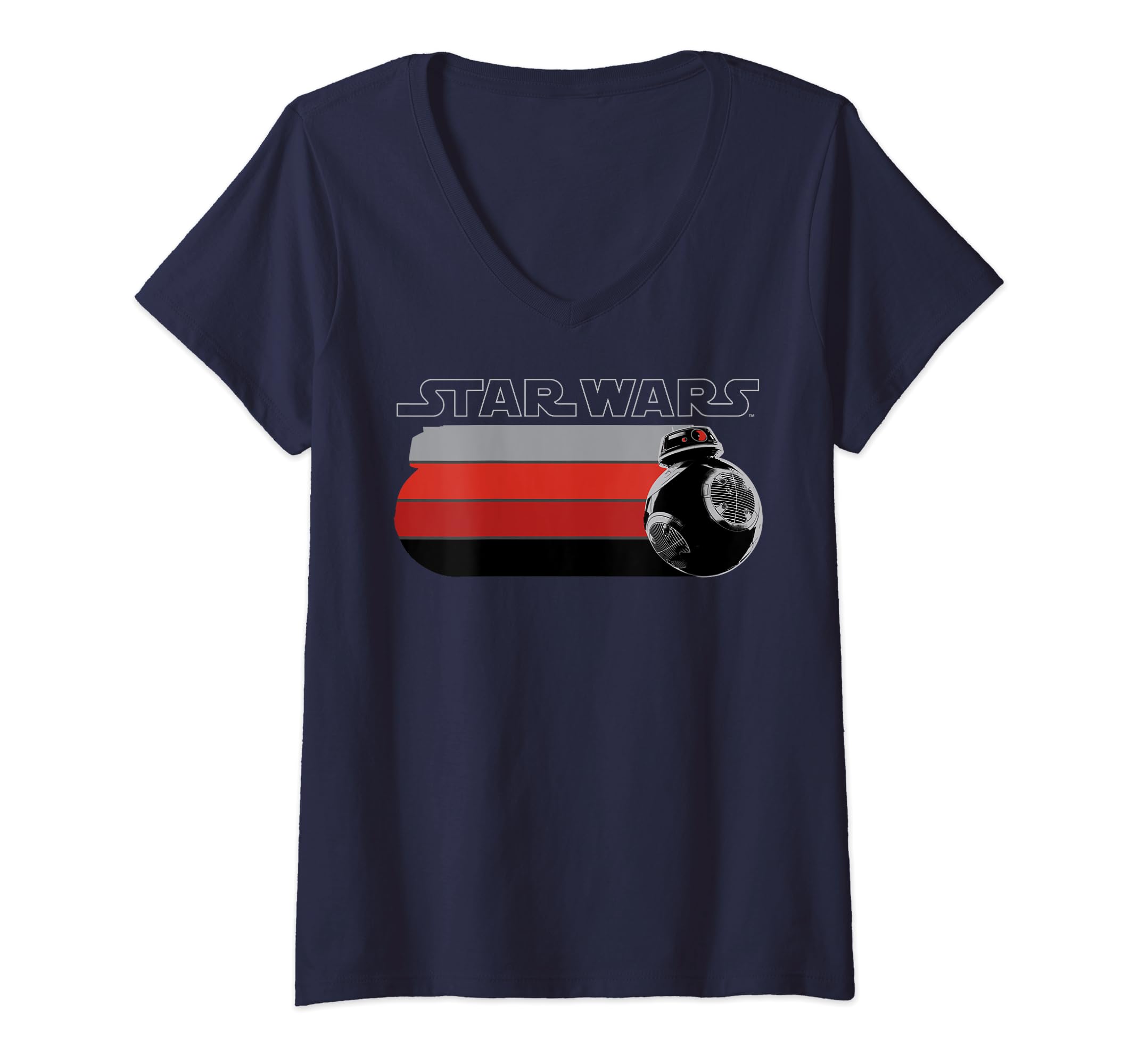 Star Wars Last Jedi BB-9E Rolling Stripes V-Neck T-Shirt