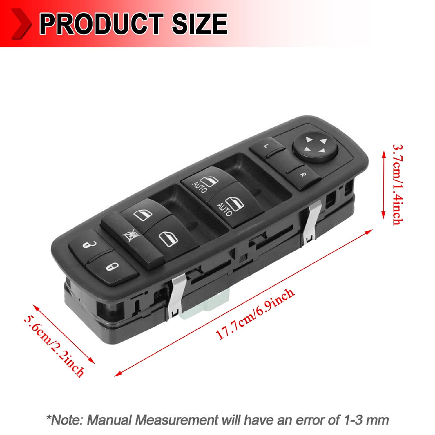68030823AC Front Left Driver Side Master Power Window Switch Button Fit for Dodge Durango 2011-2013, 2011-2013 Grand Cherokee