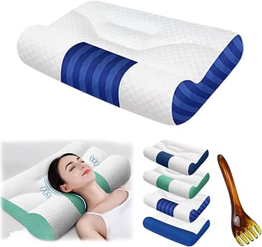 24In * 15Inch Neck Pillow for Sleeping, Nimecal Ergonomic Goose Down Pillow, Sleep Enhancing Cervical Support Comfort Goose Down Pillow, Cervical Support Pillow for Side, Back Sleeper (1PC-A)