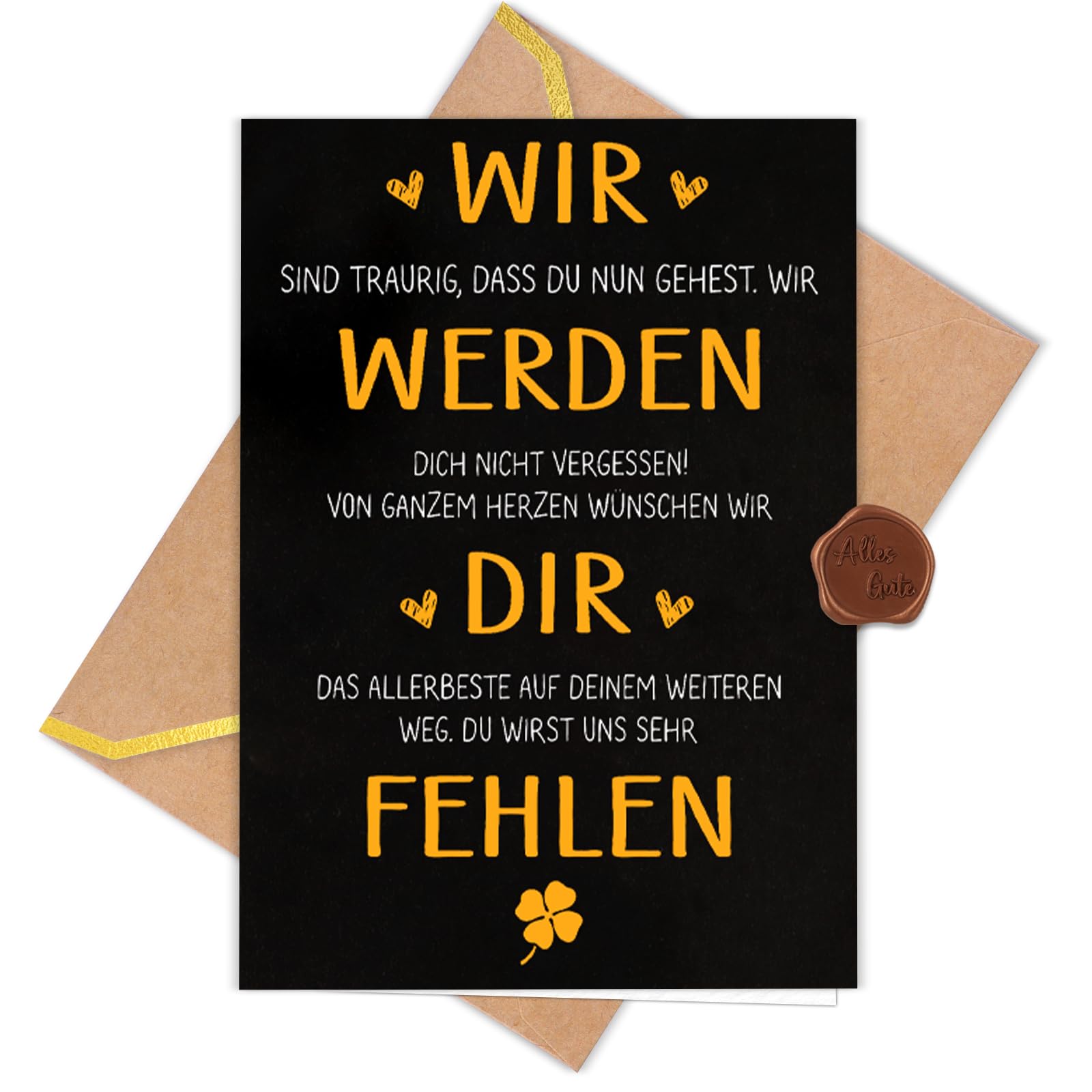 Abschiedskarte Für Kollegen – Lustige Grußkarte, Blanko Innen, 16,8 X 11,7 Cm, Inkl. Kraftumschlag