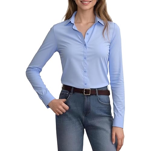 Beninos Women's White Button Down Shirts Elegant Office Dress Shirt Blouse