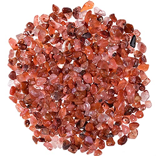 Asingeloo 5-8mm Natural Red Agate Tumbled Chip Stone Beads Bulk Irregular Shaped Drilled Loose Gemstones Beads with Box for DIY Jewelry Making