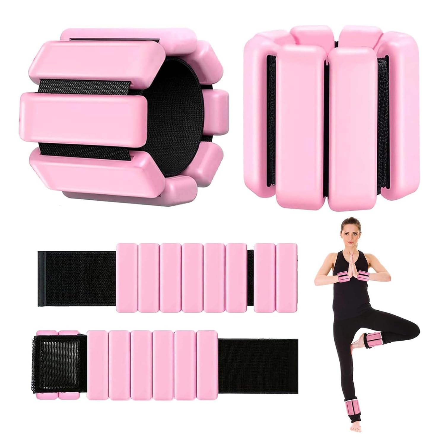 MYHEART The Flexbangle Wrist & Ankle Weights Set, Adjustable & Sweat Resistant for Dance, Exercise, Walking, Jogging, Gymnastics, Yoga, Cardio, Free Size, Pack of 2, 1 Pound - Pink (Wrist Band)-image-5