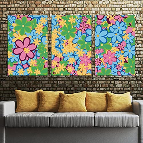 Tableau triptyque fleur de printemps déco salon moderne - 5