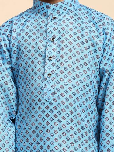 Image of Pro-Ethic Style Developer Boys Silk Floral Kurta Pajama Ethnic Wear Set | Cotton Kurta Pajam