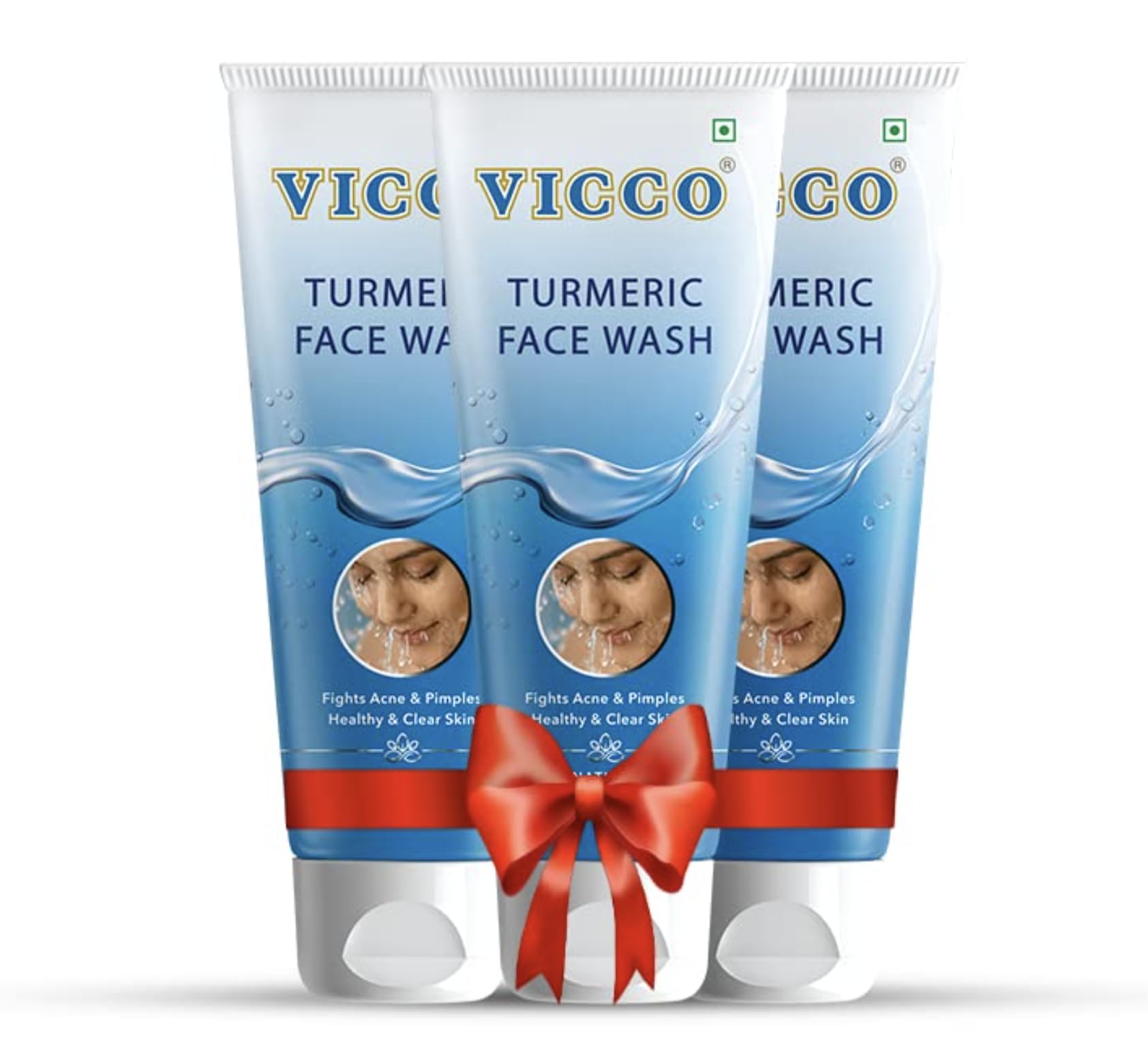 Vicco Turmeric Face Wash for Glowing Skin, Removes Blackheads & Tan | Fights Pimples, Skin Infections & Minor Wounds [70gm Each | Pack of 3]