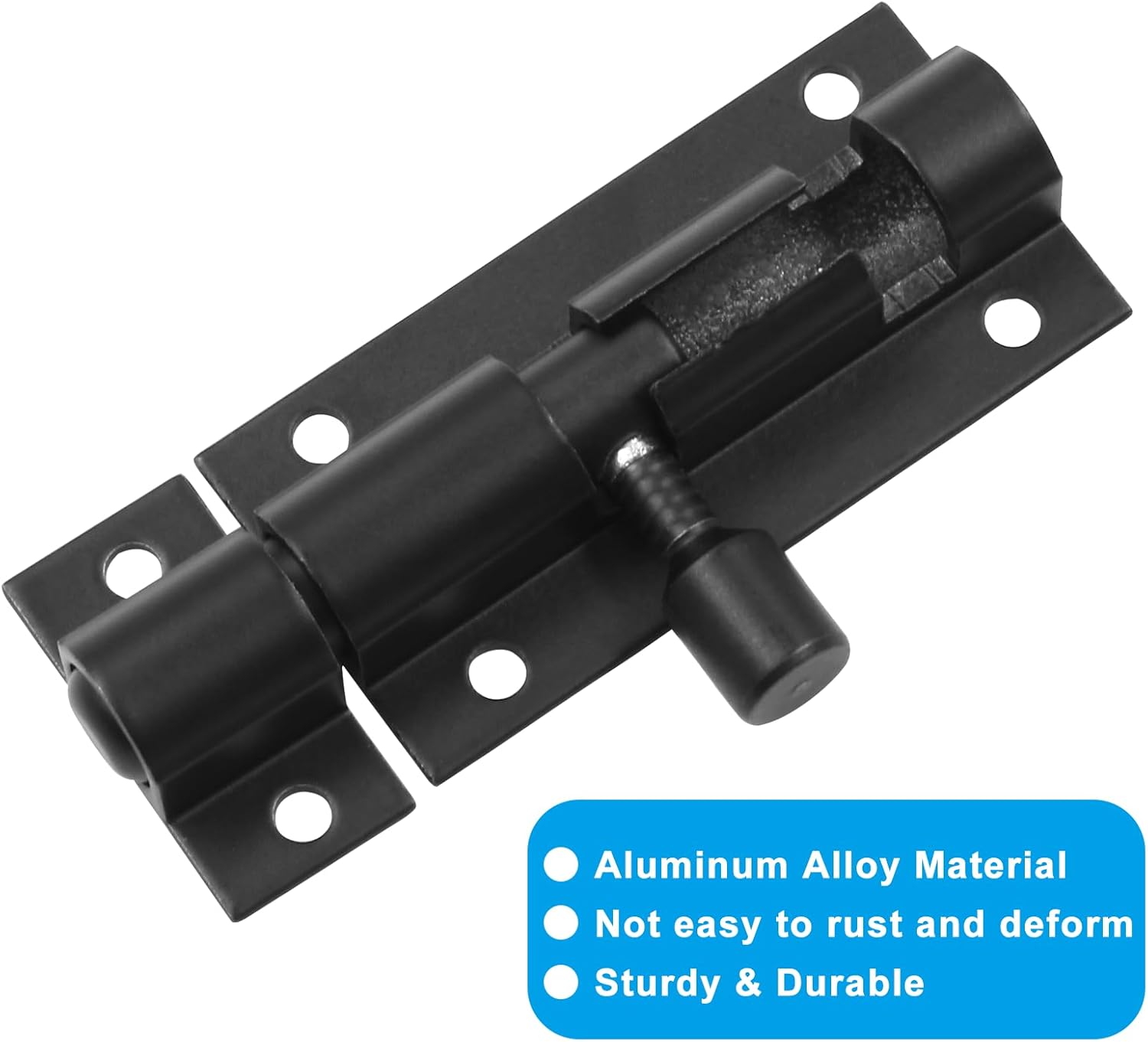 Piutouyar 2 Pcs 2 Inch Barrel Bolt Latch, Heavy Duty Sliding Door Latch Aluminum Alloy Mini Slide Bolt Latch Small Sliding Lock Door Lock for Security Gate Warehouse Garage Door Latches(Black)