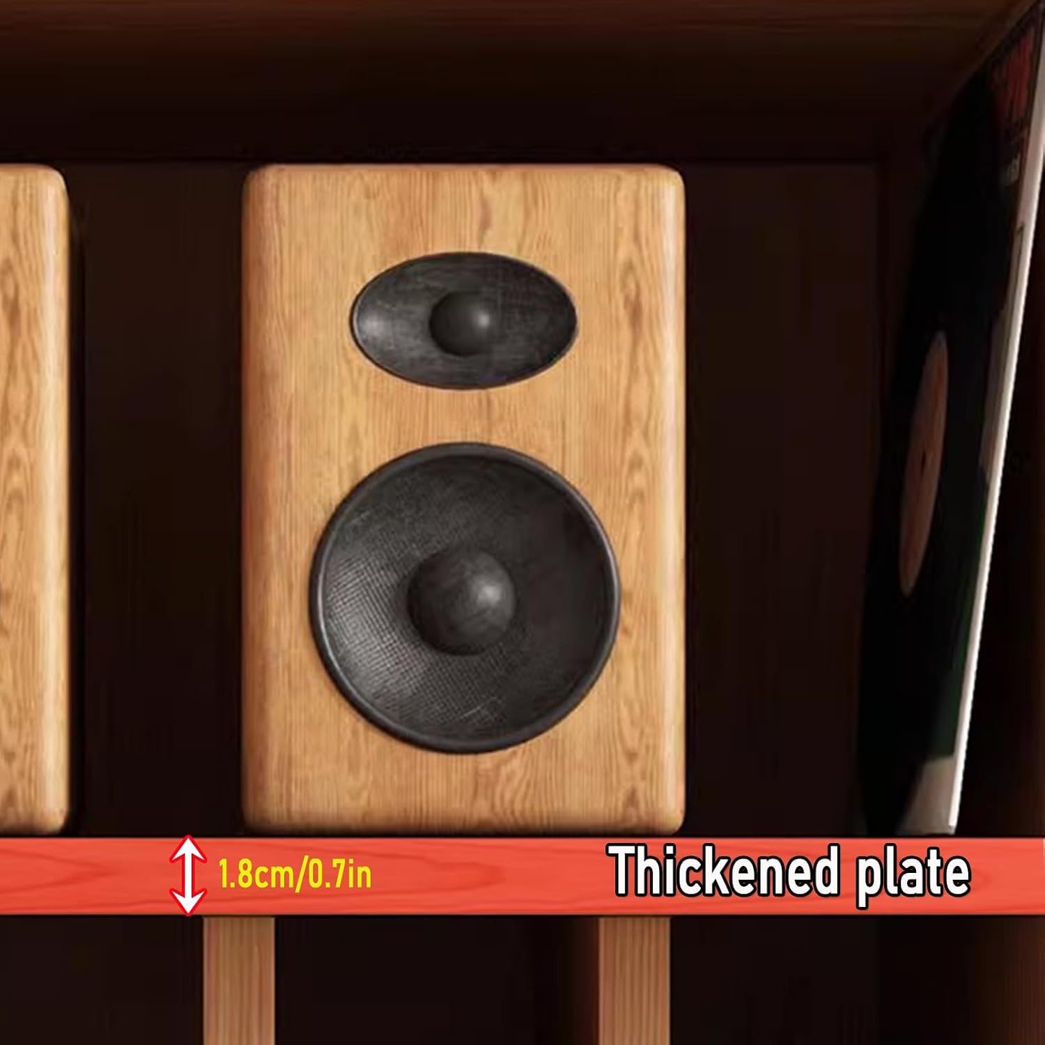High Capacity Media Stand, Stereo Cabinet, Thickened Plate, Audio Rack Heightening Cabinet Legs, Video Media Stand, for Home/Office/Audio Video/DJ/Theater(Wood Color)