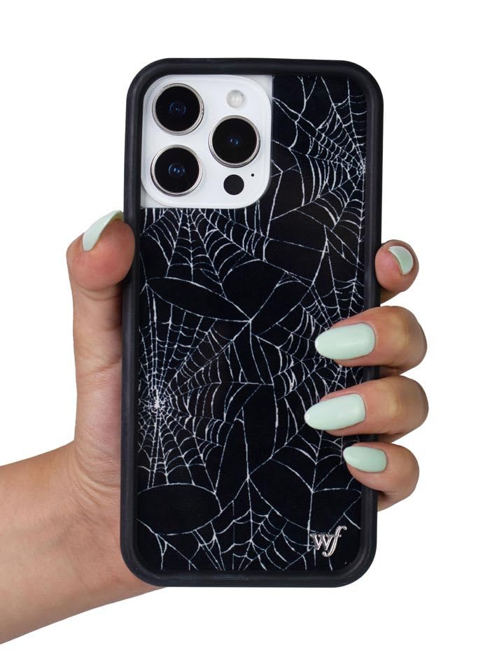 Image of Wildflower Cases - Compatible with iPhone 16 Pro Max | Protective Black Bumper, 6.5ft Drop Test Certified, Women Owned Small Business | Halloween Web Aesthetic Trendy Cute | Itsy Bitsy Spider
