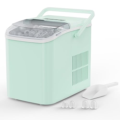 Miniatura 11 de NEWBULIG Ice Makers Countertop with Handle, Portable Ice Machine, 9 Bullet Ice Cubes in 6 Mins, 26lbs in 24Hrs, Auto-Cleaning, with Basket and