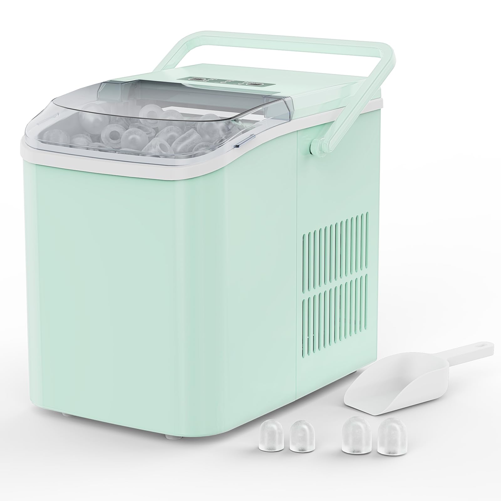 NEWBULIG Portable Countertop Ice Maker, front view with handle