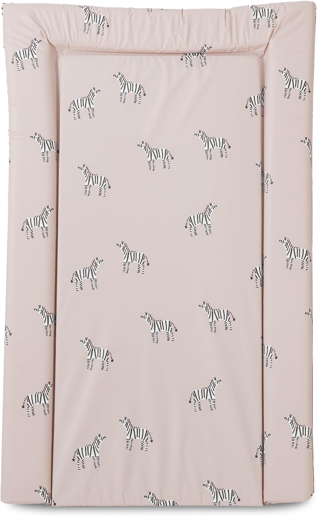 Changing Mat Zebby - Unisex Baby Changing Mat (74 x 48 x 3.5cm) with Animal Pattern Design and Raised Padded Edges (White/Grey Zebra Design)