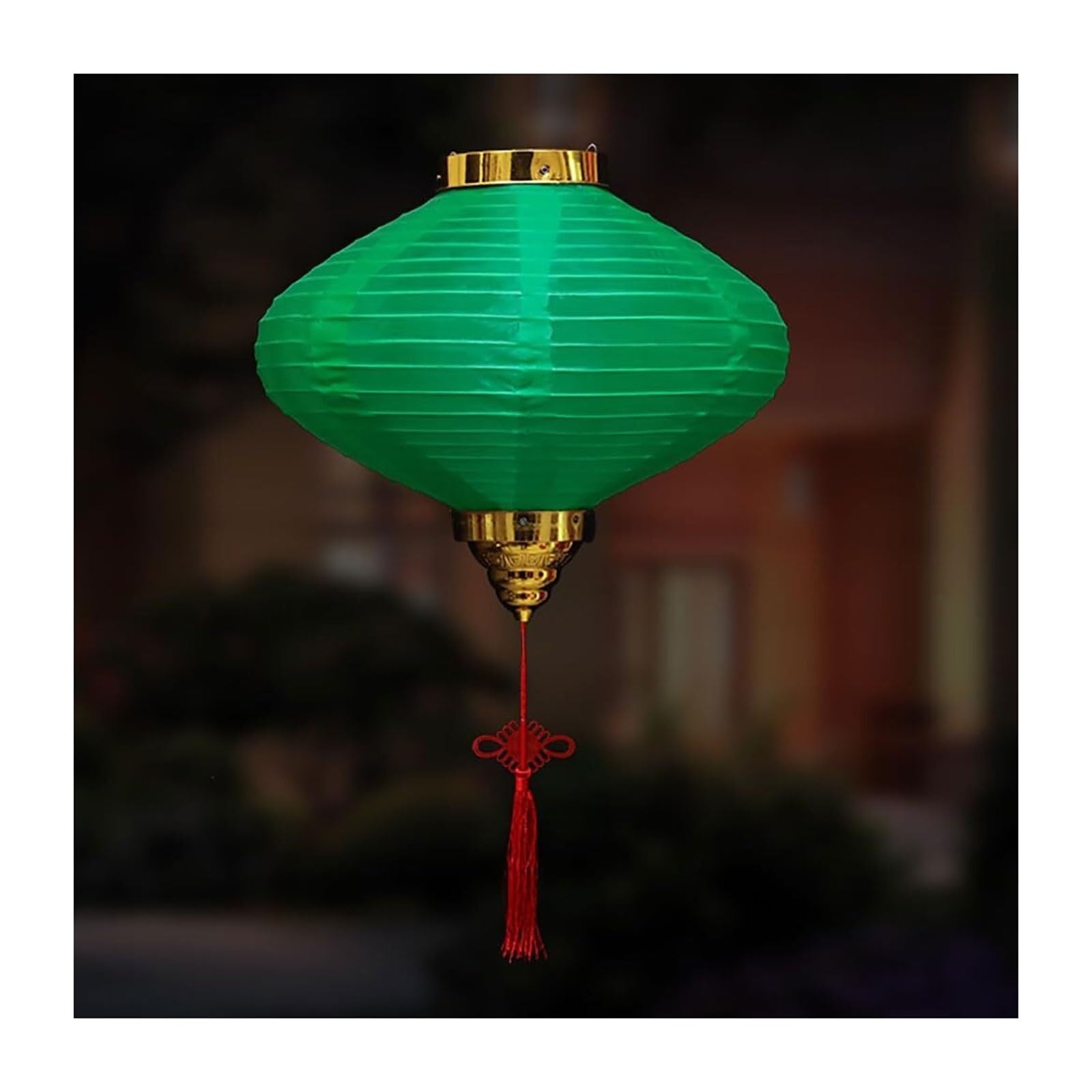 Asian Lantern, 2PCS Vietnamese Satin Lanterns Oriental Decorative Hanging for Weddings Festivals and Garden Parties Outdoor Decoration(Green,12inch)